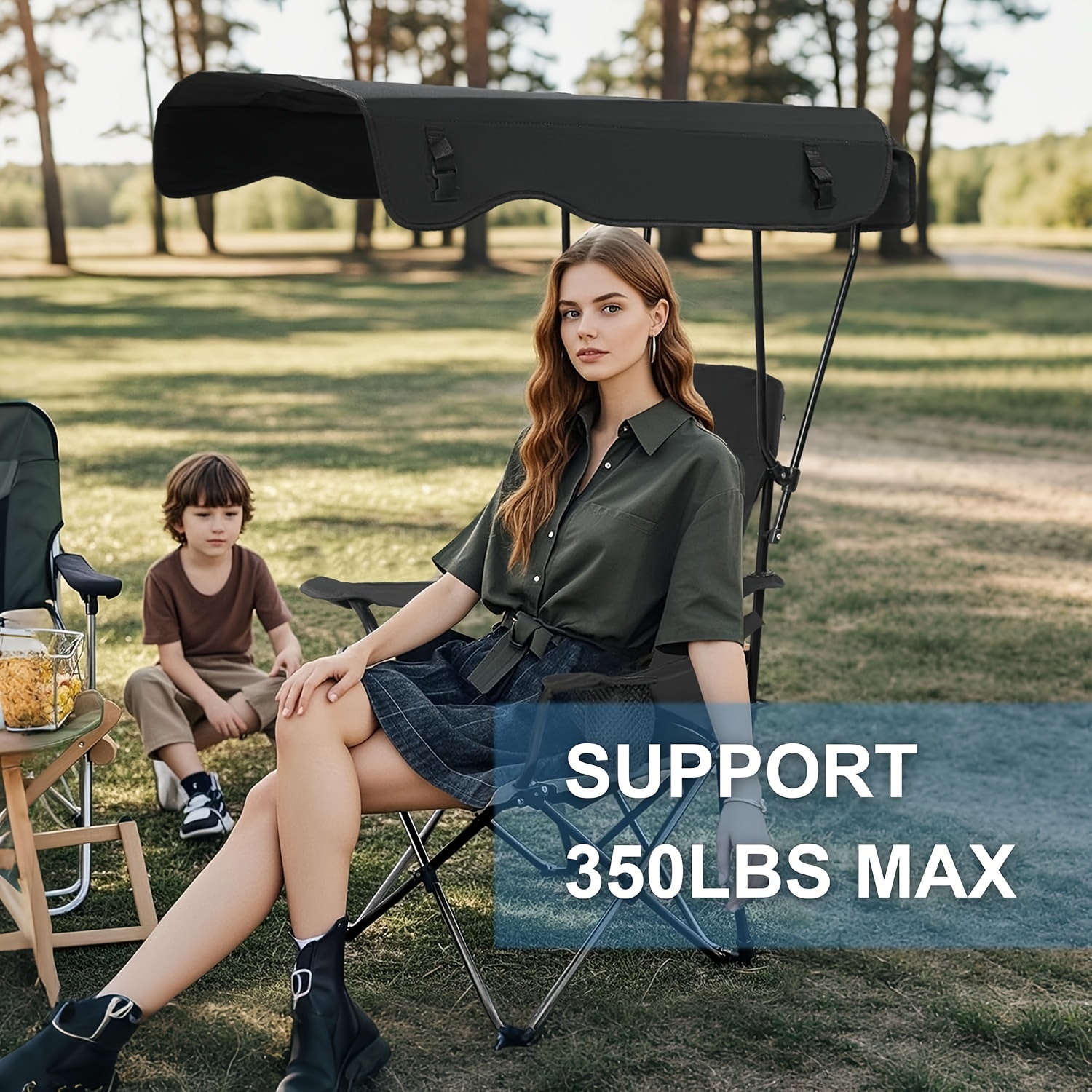 Outdoor Camping Canopy - Camping Chairs, with Sunshade Canopy, Heavy-duty