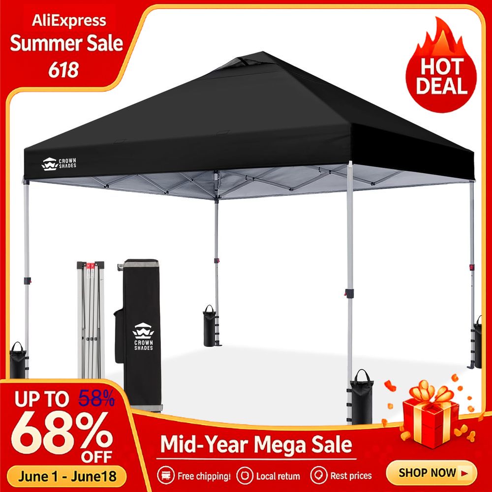 Outdoor Camping Canopy - 10x10 Pop Up Canopy Beach Tent