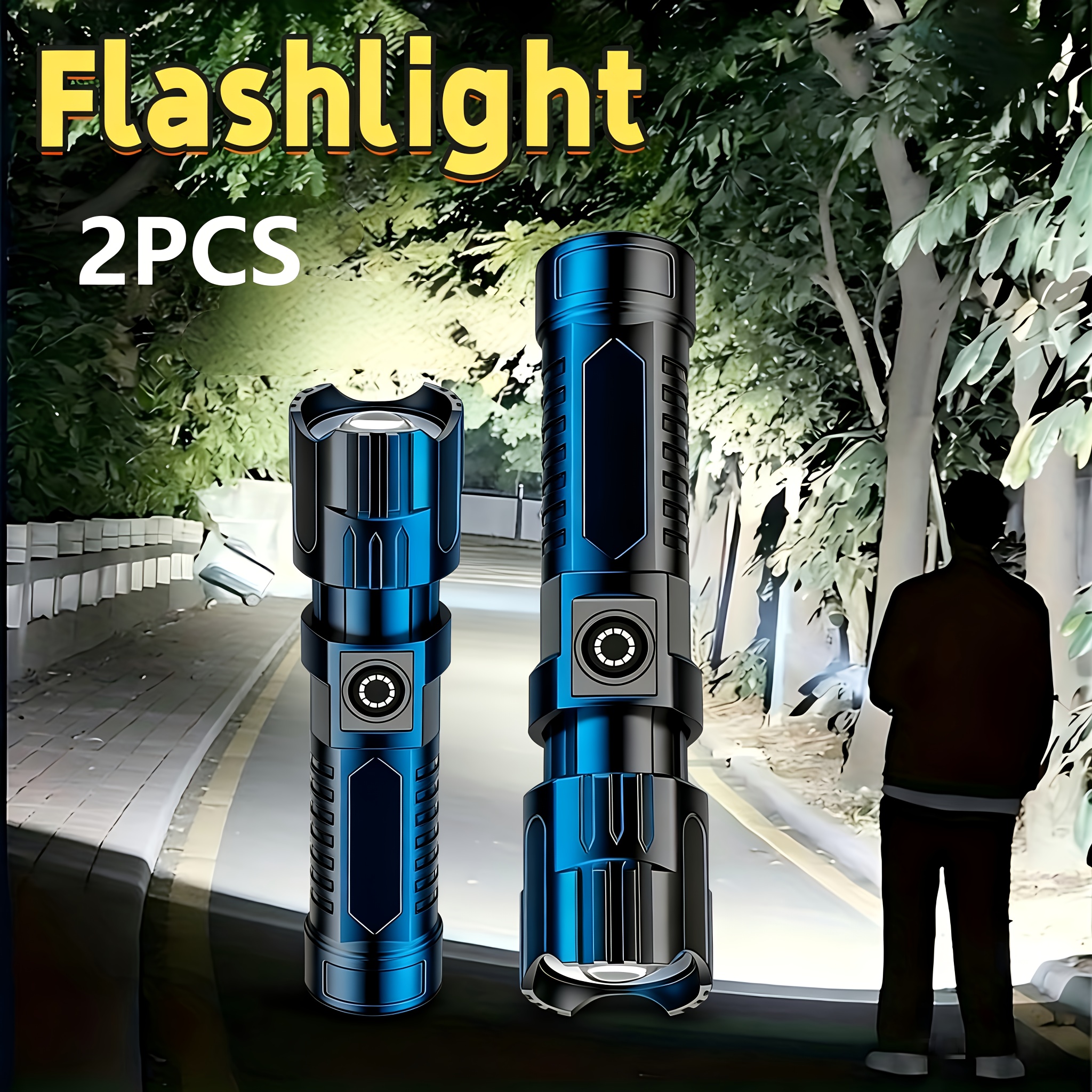 Outdoor Camping Light Portable - Tactical LED Flashlight 2000LM,USB Rechargeable Zoom