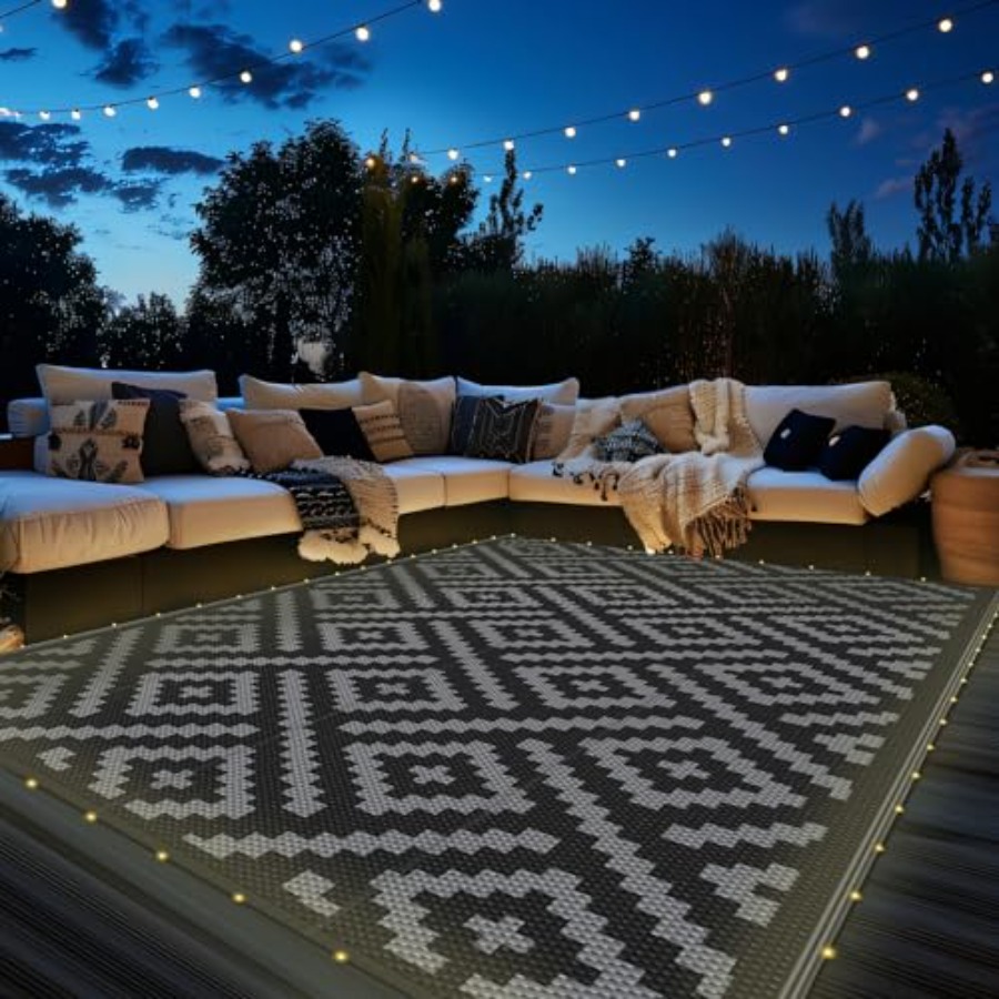 Outdoor Camping Rug With Led Lights - Outdoor Rug with LED Strip Lights,