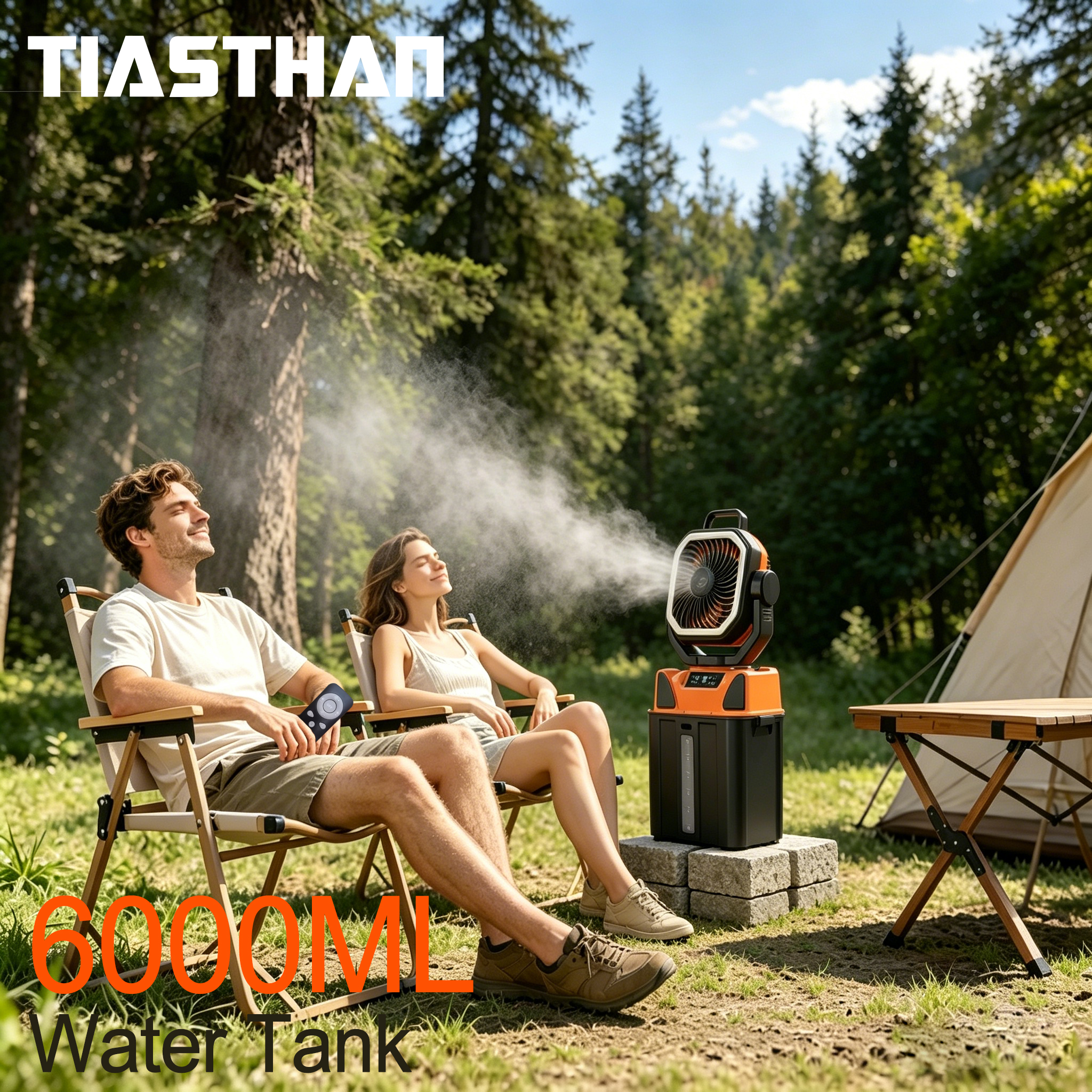 Outdoor Camping Water Tank - 30000mAh Spray Camping Fan with Remote