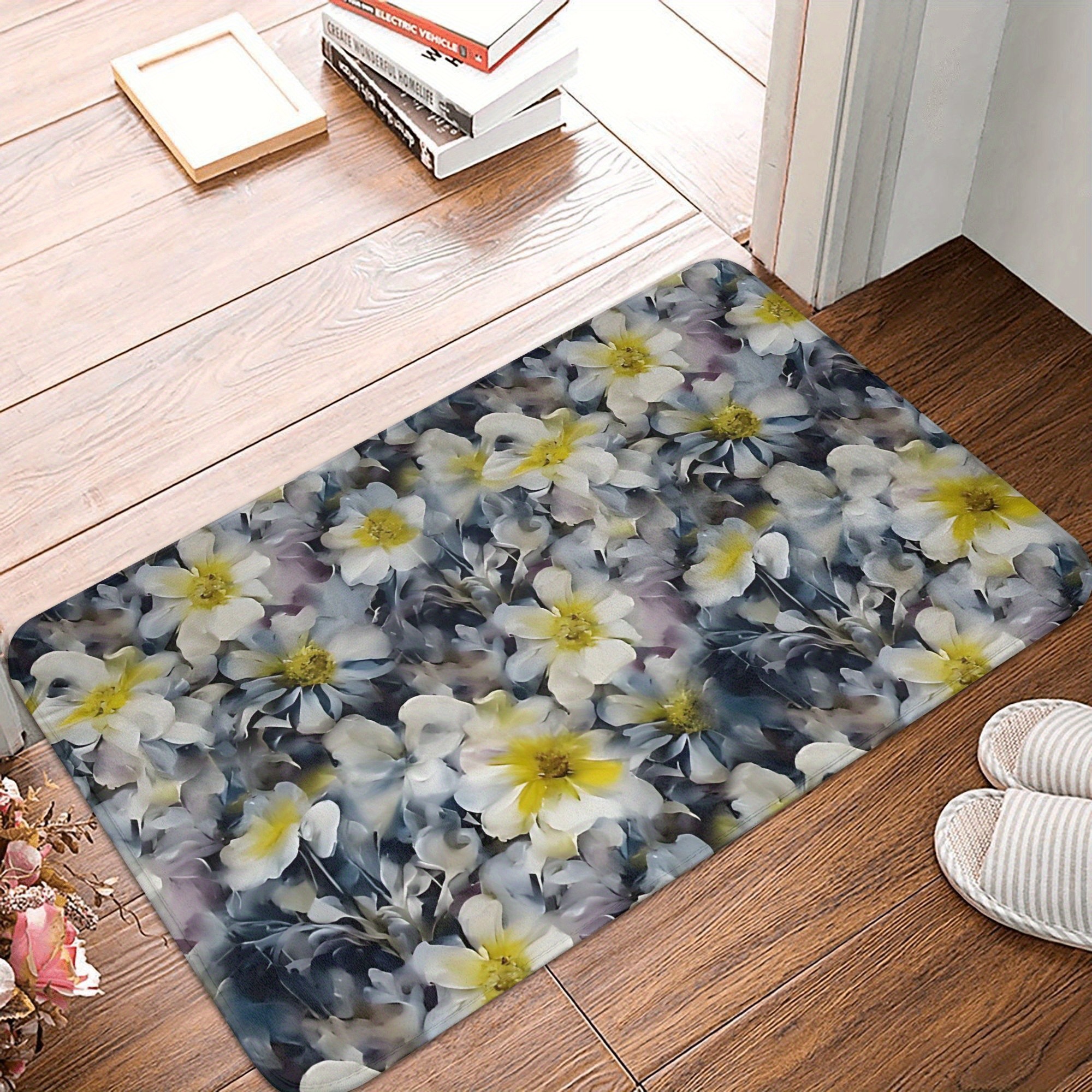 Outdoor Camping Kitchen With Sink - 1PC Flower Pattern Kitchen Rug Non-Slip