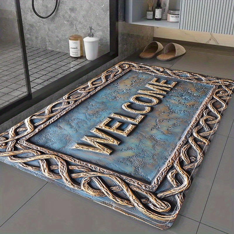 Outdoor Camping Kitchen With Sink - 1PC WELCOME Pattern Kitchen Rug Non-Slip