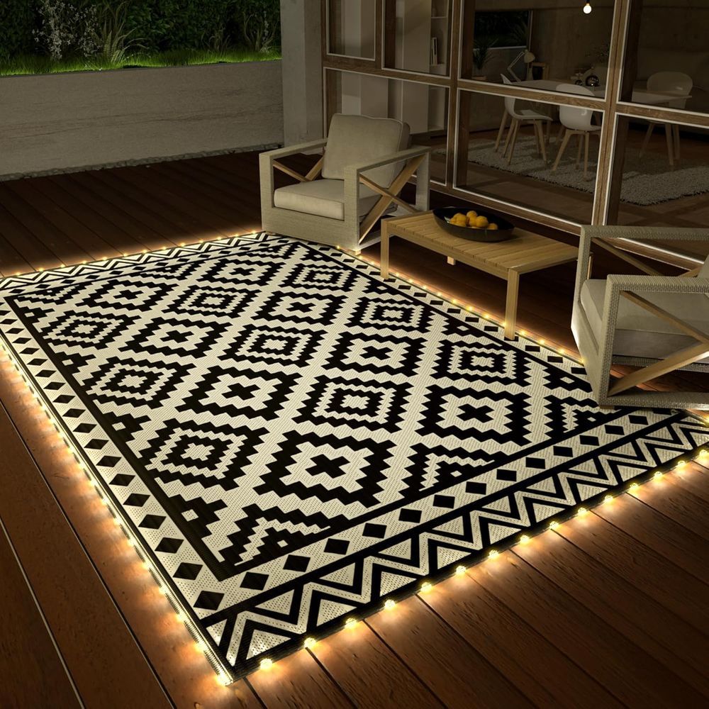 8' x 5' Reversible Outdoor Pla - Outdoor Camping Rug With Led Lights recensione e prezzo