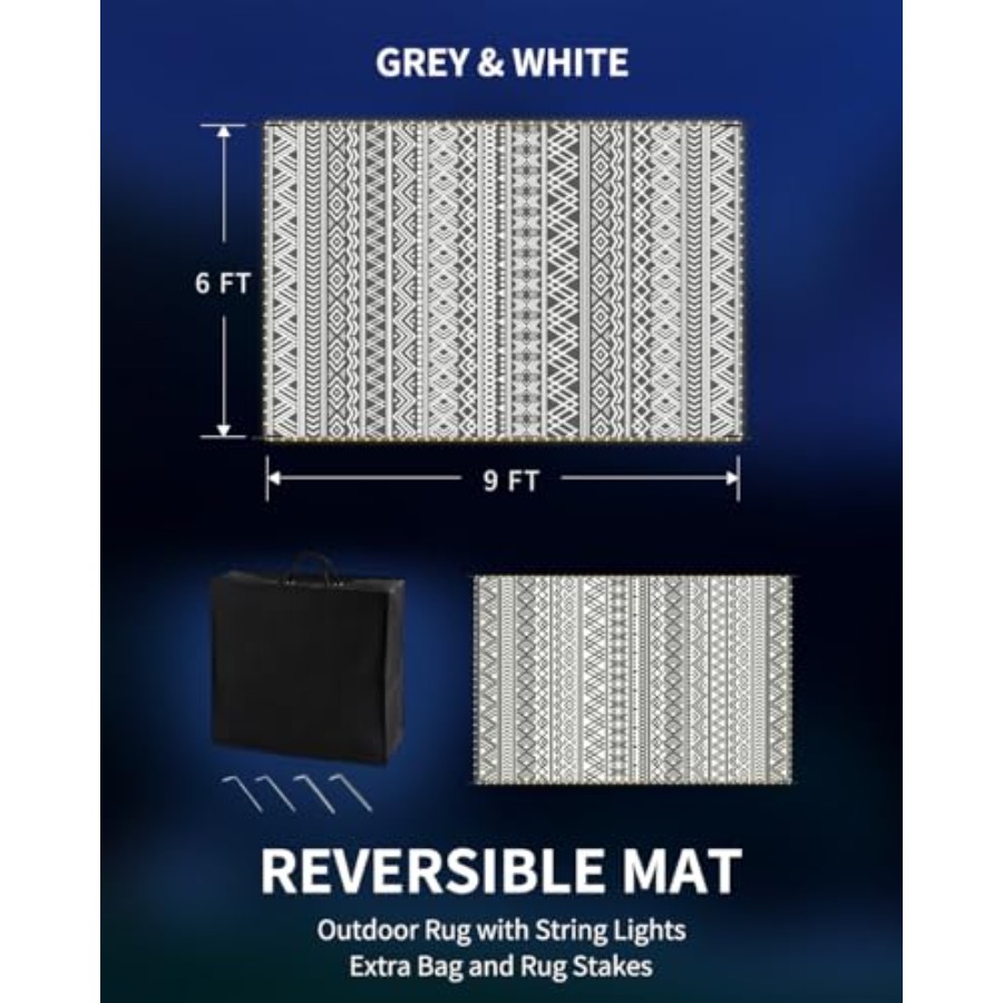 Outdoor 6x9 ft reversible wate - Outdoor Camping Rug With Led Lights recensione e prezzo