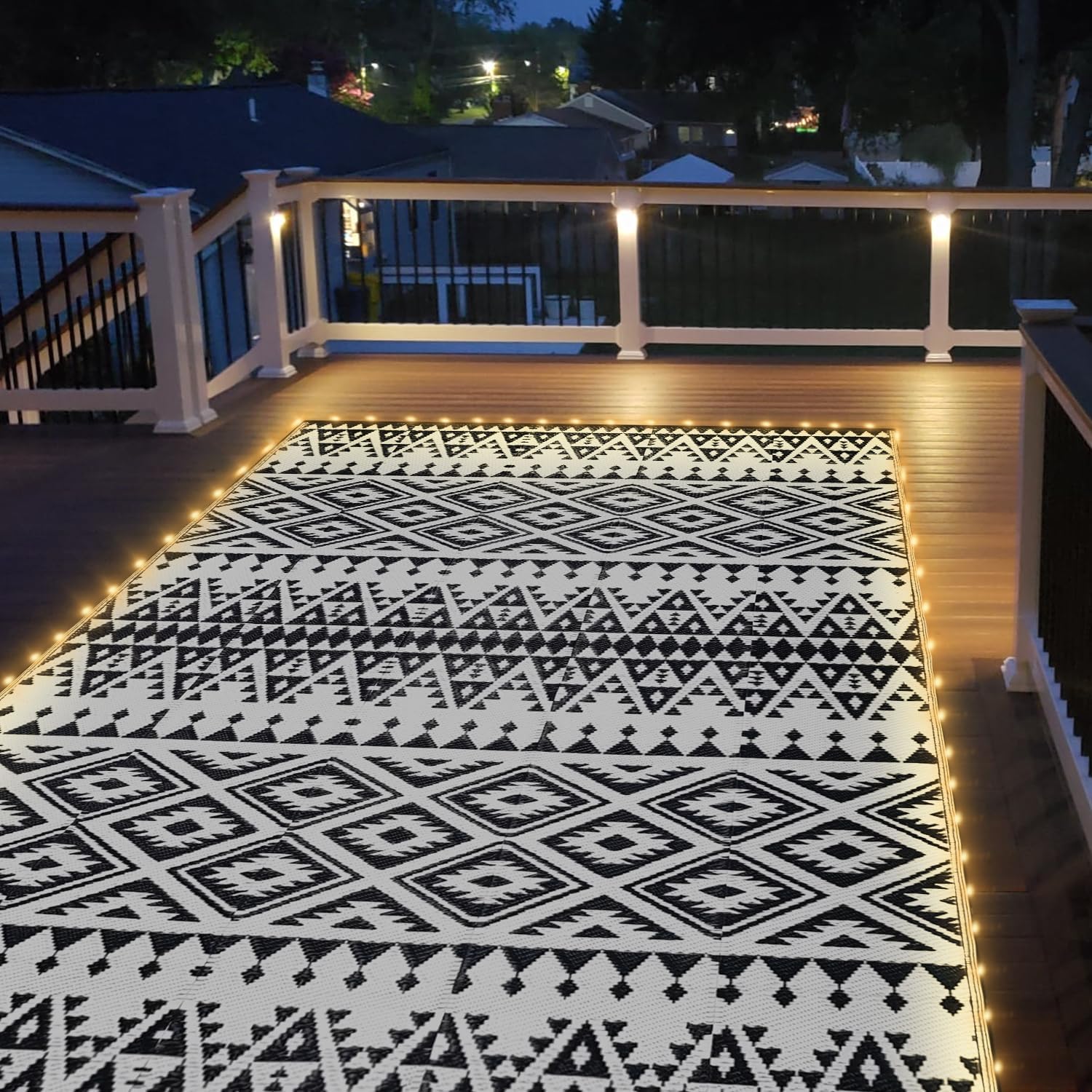 6x9ft Waterproof Outdoor Rug w - Outdoor Camping Rug With Led Lights recensione e prezzo