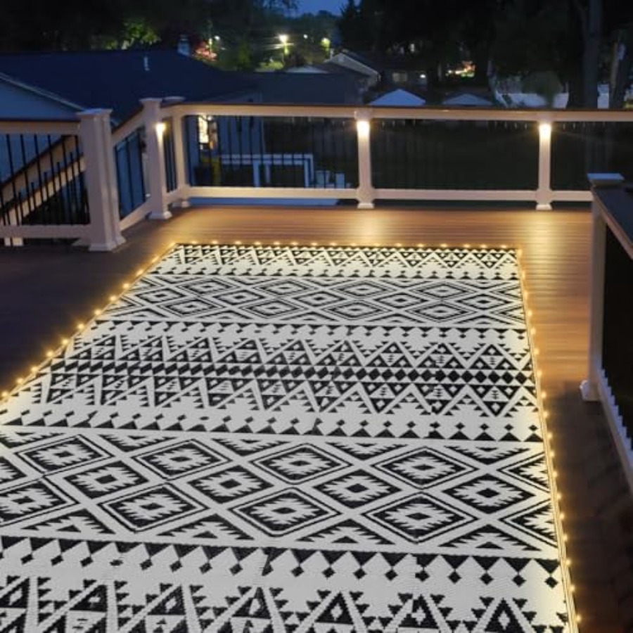 Outdoor patio rug, waterproof  - Outdoor Camping Rug With Led Lights recensione e prezzo