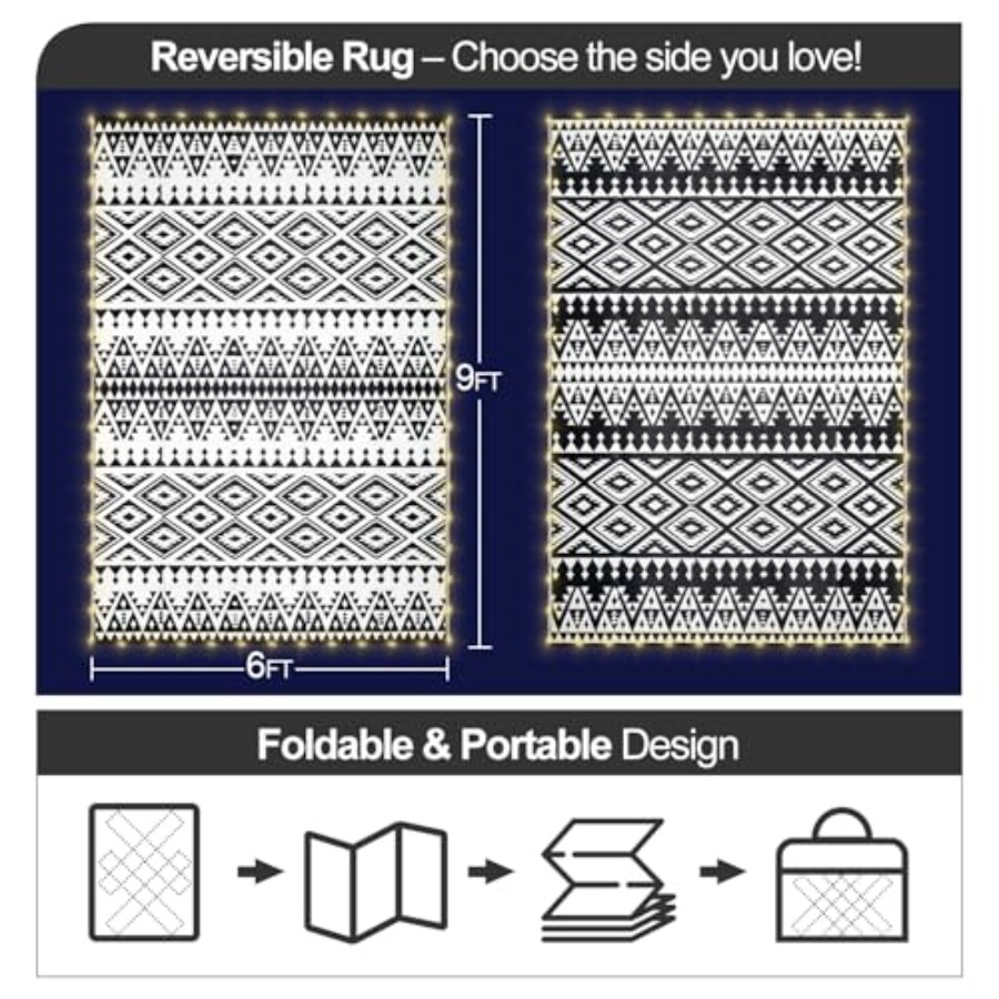 Outdoor patio rug, waterproof  - Outdoor Camping Rug With Led Lights recensione e prezzo