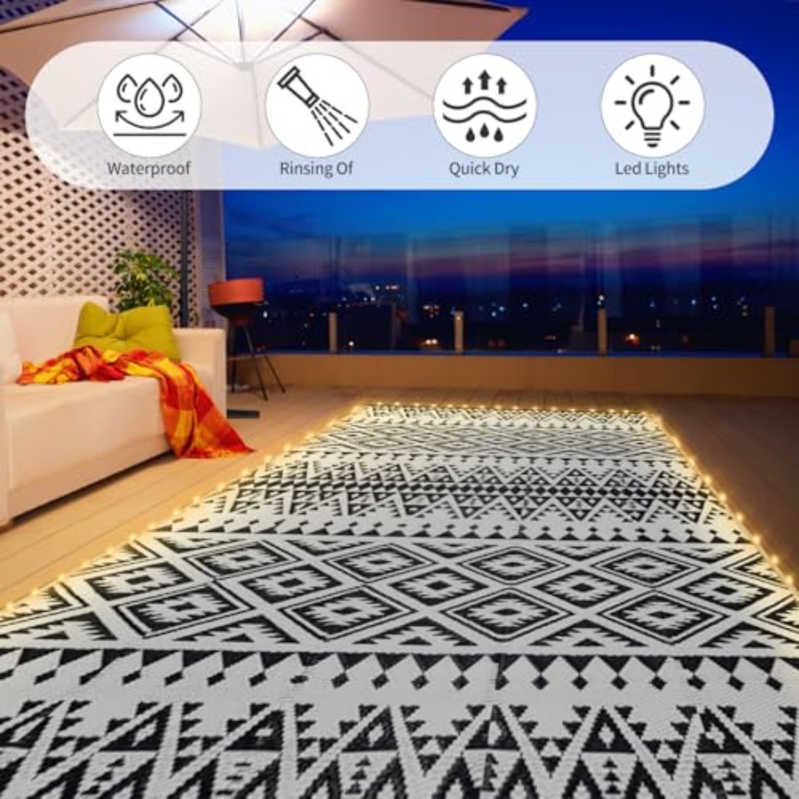 Outdoor patio rug, waterproof  - Outdoor Camping Rug With Led Lights recensione e prezzo