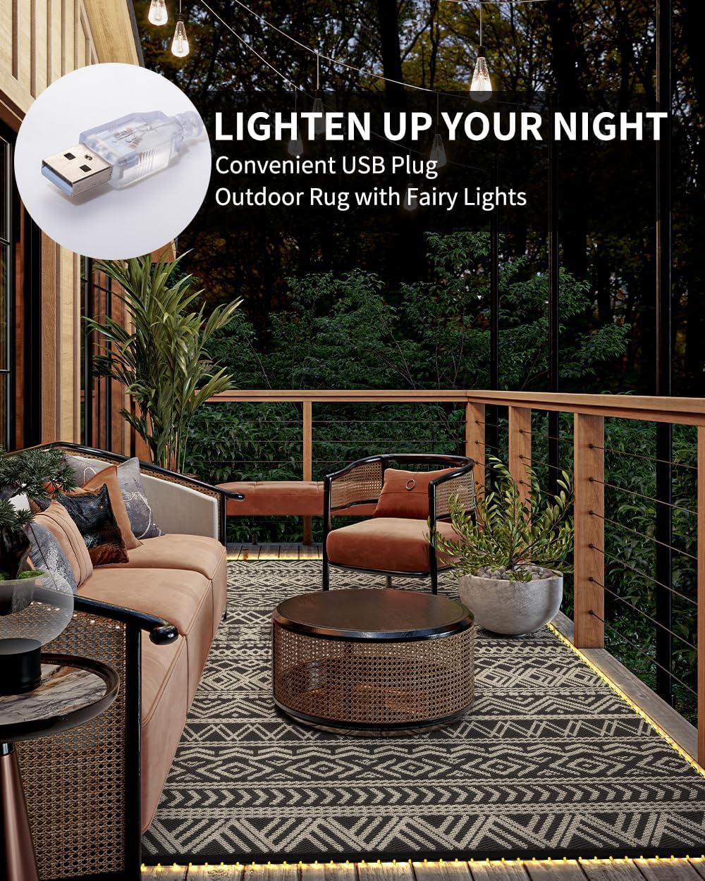 -Outdoor Rug Carpet 6x9 ft for - Outdoor Camping Rug With Led Lights recensione e prezzo