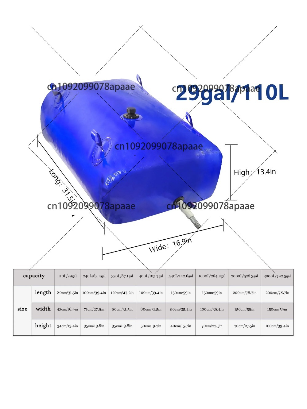 110L PVC Water Storage Bag, Po - Outdoor Camping Water Tank recensione e prezzo